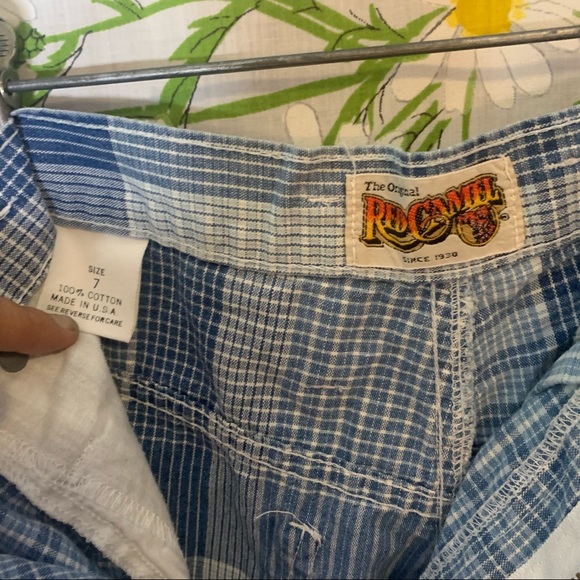 Vintage blue gingham patch high waist mom shorts - Picture 8 of 9